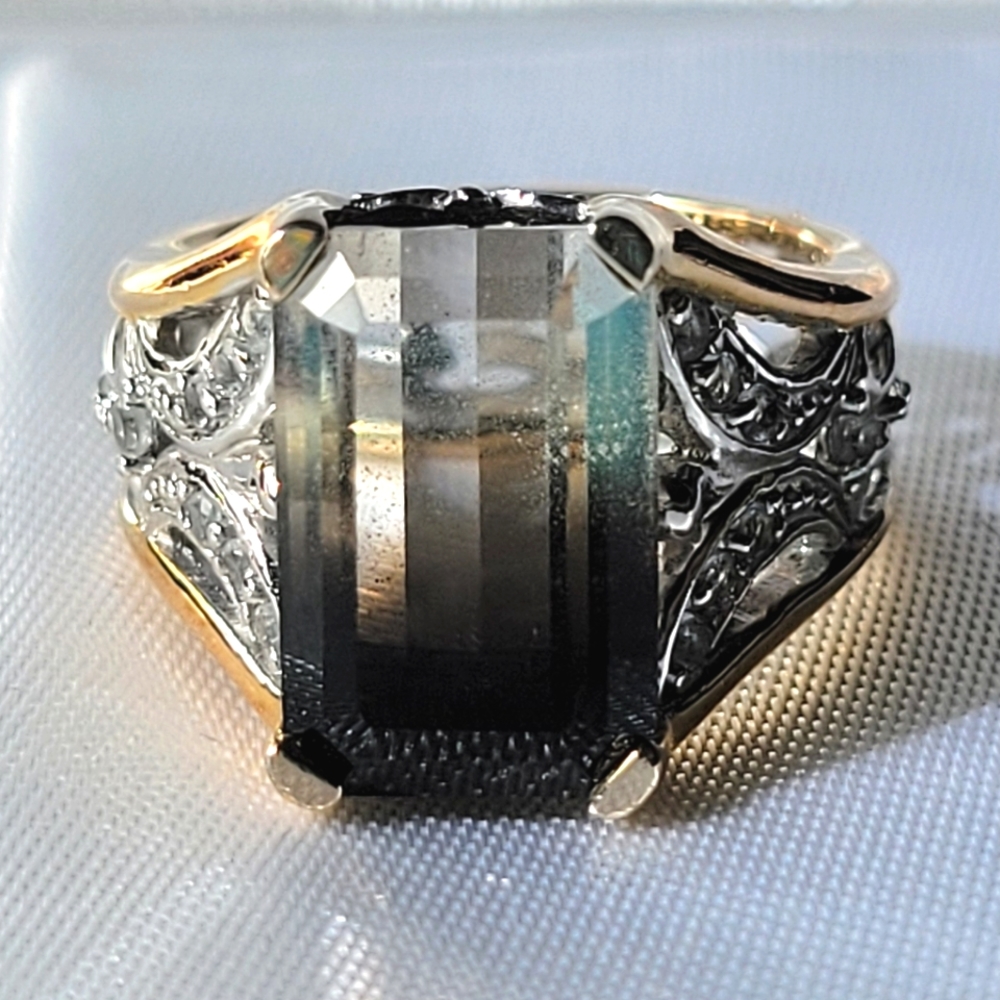Victoria WieckQuartz and white topaz sterling ring. Cute butterfly on each side.
